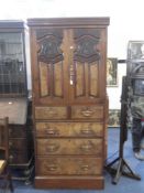 Late Victorian Walnut Linen Press, originally the central section of a large triple wardrobe, the
