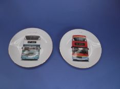 Two Wedgwood Limited Edition Plates, For Royal Mail Buses Special Stamps 15 May 2001. MCW