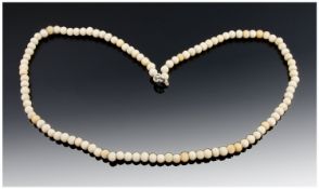 19th/20thC Ivory Bead Necklace, Length 17 Inches.