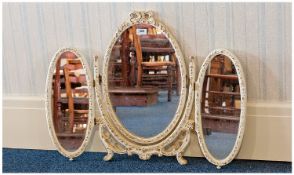 Late 20th Century Three Sectioned Dressing Table Mirror, the central mirror detachable, the flaps