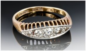 Edwardian 18ct Gold and Platinum 5 Stone Diamond Ring. Set with Cushion Cut Diamonds. The Diamond