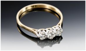 18ct Gold Three Stone Diamond Ring, Round Brilliant Cut Diamonds, Claw Set. Stamped 18ct, Ring Size
