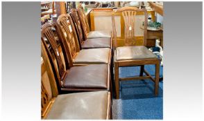 Set of Six Mahogany Side Chairs, in the Chippendale style, each with shaped crest rail, pierced