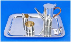 Asprey Art Deco Silver Plated Four Piece Coffee Service, comprises coffee pot, sugar bowl, cream
