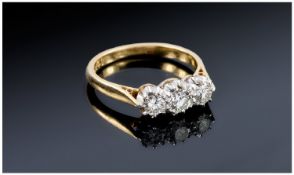 18ct Gold Diamond Ring, Set With Three Round Brilliant Cut Diamonds, Stamped 18ct & Plat, Estimated