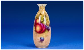 Royal Worcester Handpainted Vase with fruit design ` Peaches and Berries`. Signed Freeman. Date