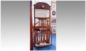 Early 20th Century Oak Hall Stand, circa 1915 with barometer to top, inset.