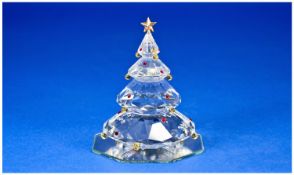 Swarovski Silver Crystal Christmas Tree adorned with light siam & light Topaz coloured stones.