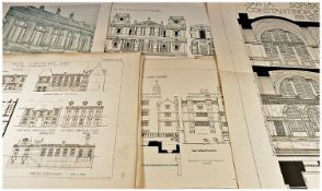 Collection Of Architects Sketch Plates, c1909 To Include Borwick Hall Lancashire, Trinity College