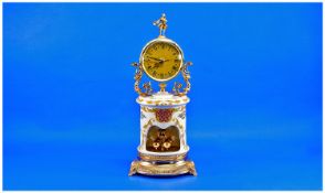 Modern Napoleonic Style Ceramic Mantle Clock, in the form of an anniversary clock, the top with