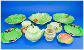 Carlton Ware Collection of Assorted Items, including teapot, pair of octagonal plates, with basket