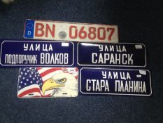 Collection of Five Assorted Metal Car Registration Plates.