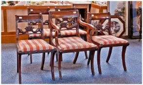 Part Set of Early 19th Century Mahogany Dining Chairs, circa 1820, comprising one carver and four