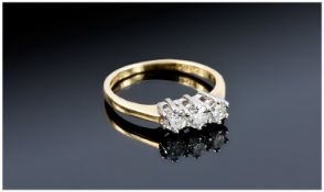 18ct Gold Diamond Ring, Set With Three Round Brilliant Cut Diamonds, Fully Hallmarked, Estimated