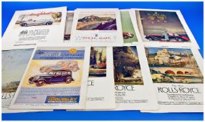 Collection Of 26 Original Vintage Car Adverts From 1920`s & 30`s. including Morris, Rolls-Royce,