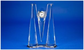 Swarovski Crystal `Allegra` Table Clock, designer Steven Weinberg. Issued 1/1/2000. Number 238231.