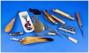 Small Collection of Various Items, including a mother-of-pearl handled fruit knive, with silver