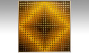 Victor Vasarely Framed Print entitled DIA OR CF.  21.5x21.5``