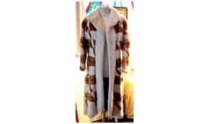 Blonde and Honey Two-Tone Mink Full Length Coat, the two shades in an allover geometric pattern,