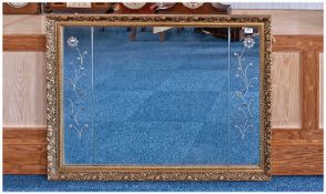 Modern Gilt Framed Mirror, of three sectional form, the central section with bevelled edging, the