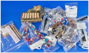 Collection of Costume Jewellery including hair clips, gold coloured pens, necklaces, etc.