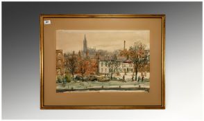 Brian Day, 20th century signed framed watercolour Industrial Town 15 inches x 22 inches. signed