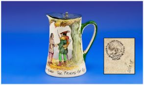 Royal Doulton Series Ware. Pewter Topped Handle Jug. ``Under the greenwood Tree`` Robin Hood The