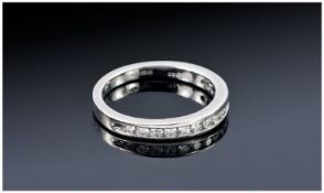 Platinum Diamond Eternity Ring, Half Eternity Ring Channel Set With 14 Round Brilliant Cut