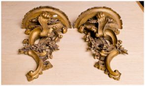 Rococo Style Decorative Wall Brackets, with gilt finish.