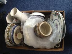 Box Of Miscellaneous Ceramics Including plates, vases etc.