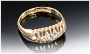 Ladies Edwardian 18 Carat Gold Three Stone Diamond Ring, fully hallmarked. 2.7 grammes.