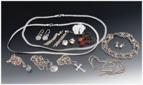 A Stunning Collection of Silver Jewellery, including A beautiful butterfly bracelet, Five Pairs of