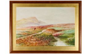 George Henry Jenkins Jr (1843 - 1914). View of Dartmoor, inscribed verse ``NR Sheepstor, Dartmoor,