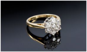 18ct Gold Diamond Cluster Ring, Set With 7 Round Brilliant Cut Diamonds, Flower Head Setting,