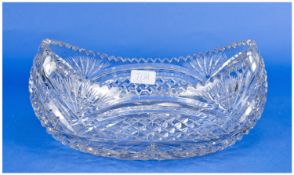 Early 20th Century Cut Glass Oblong Bowl, with brilliant cut decoration throughout, star cut base,
