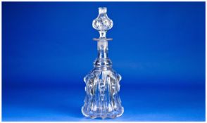 Mid Victorian Cut Glass Decanter, with bulbous finial with faceted and concave cut decoration,