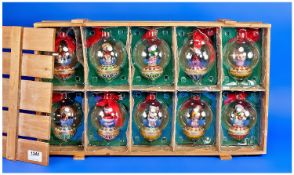 Boxed Collection of 10 Varying Christmas Decorations, each with a figure surrounded by a glass