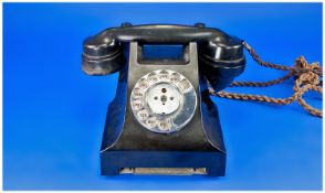Mid 20th Century Black Bakelite Telephone, with spin dial, originally fitted with a sliding tray,