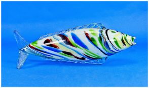 Murano Colourful Glass Fish. 8 Inches In Length.