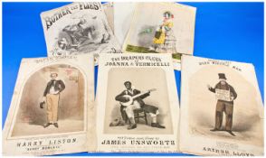 Collection Of 23 Original Victorian Sheet Music Covers, late 19th Century.
