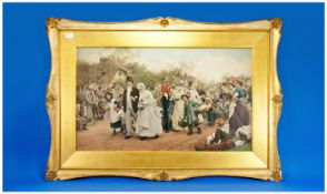 Large Coloured Print of the Village Wedding in gilt frame.