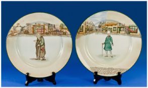 Royal Doulton Dickens Ware Cabinet Plates, 1. Mr Micawber D2978, 2. Fagin D2973. Each 10.25`` in