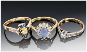 Three 18ct Gold Diamond Rings, Comprising Single Stone Diamond Set In Platinum, Citrine And