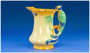 Burleigh-Ware 1930`s Parrot Handle Brightly Cut Yellow Jug. Marked to base. 8`` in height. Together
