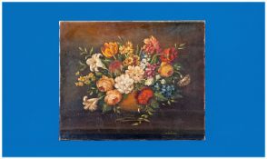 Jan Van Neesen, Oil on Canvas Floral Still Life 22 inches x 18 inches. Signed lower right.