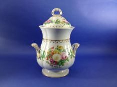 Large Lidded Urn, hand painted. A/F. 18 inches in height.