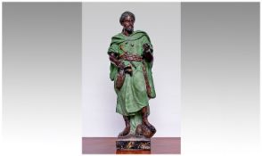 A Very Fine Quality French Cold Painted Terracotta Figure of  Large Size, of a noble Arab Sheik