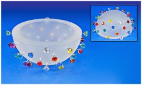 Swarovski - Large Silver Crystal Studio Art Dome Shaped Bowl, set with multi-coloured stones. 3.25