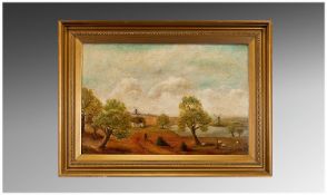 K W Early 19th century, Oil on Board 18 inches x 12 inches, monogrammed lower right
