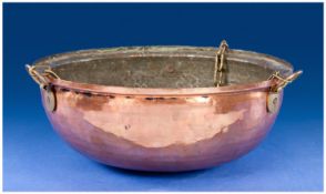 Arts and Crafts Copper Planished Hanging Plant Holder, of circular bowl shape, raised on three